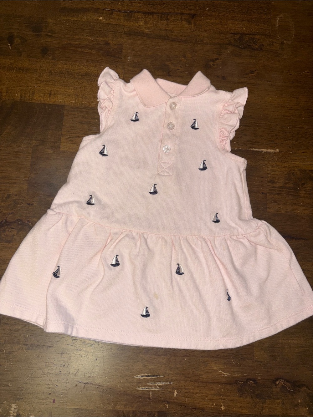 Little Me Light Pink Sailboat Polo Dress